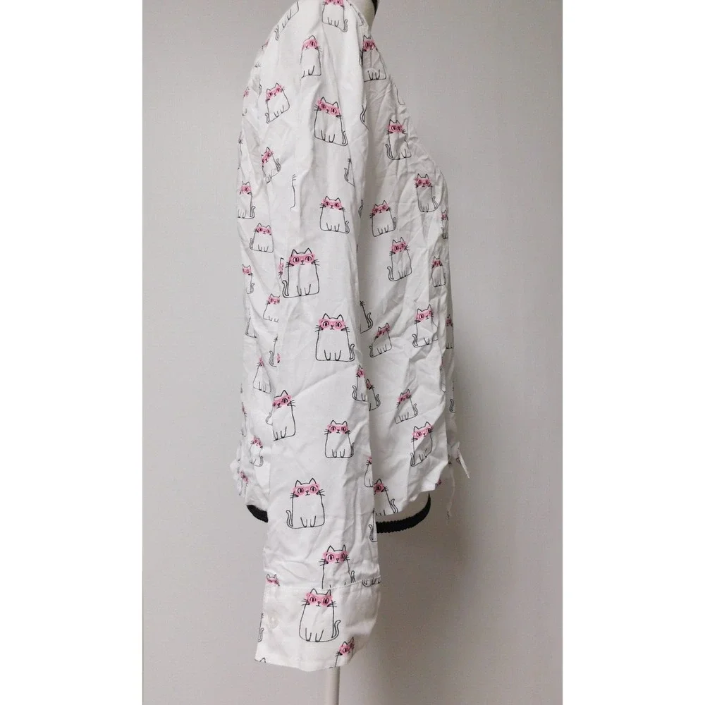 Justice Girls White Blouse with Cats Size 20 Ties in front at waist‎